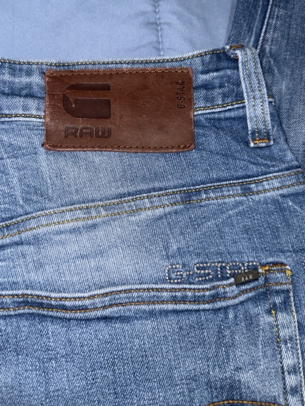 G-Star RAW Men’s 3301 Straight Fit Light Wash Blue Denim Jeans Zip Size 36